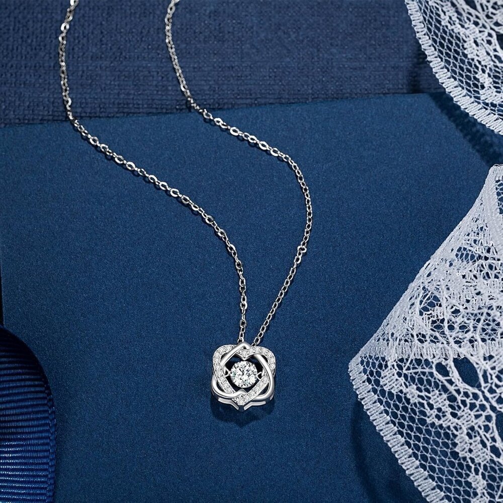 Sterling Silver Interlocking Hearts Necklace Friendship Gift For Women Birthday View 2